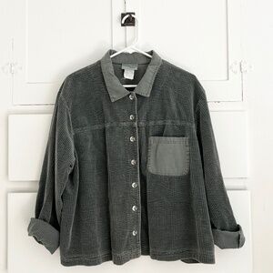 Studio Ease Green Corduroy Shirt Jacket Shacket Size 22W